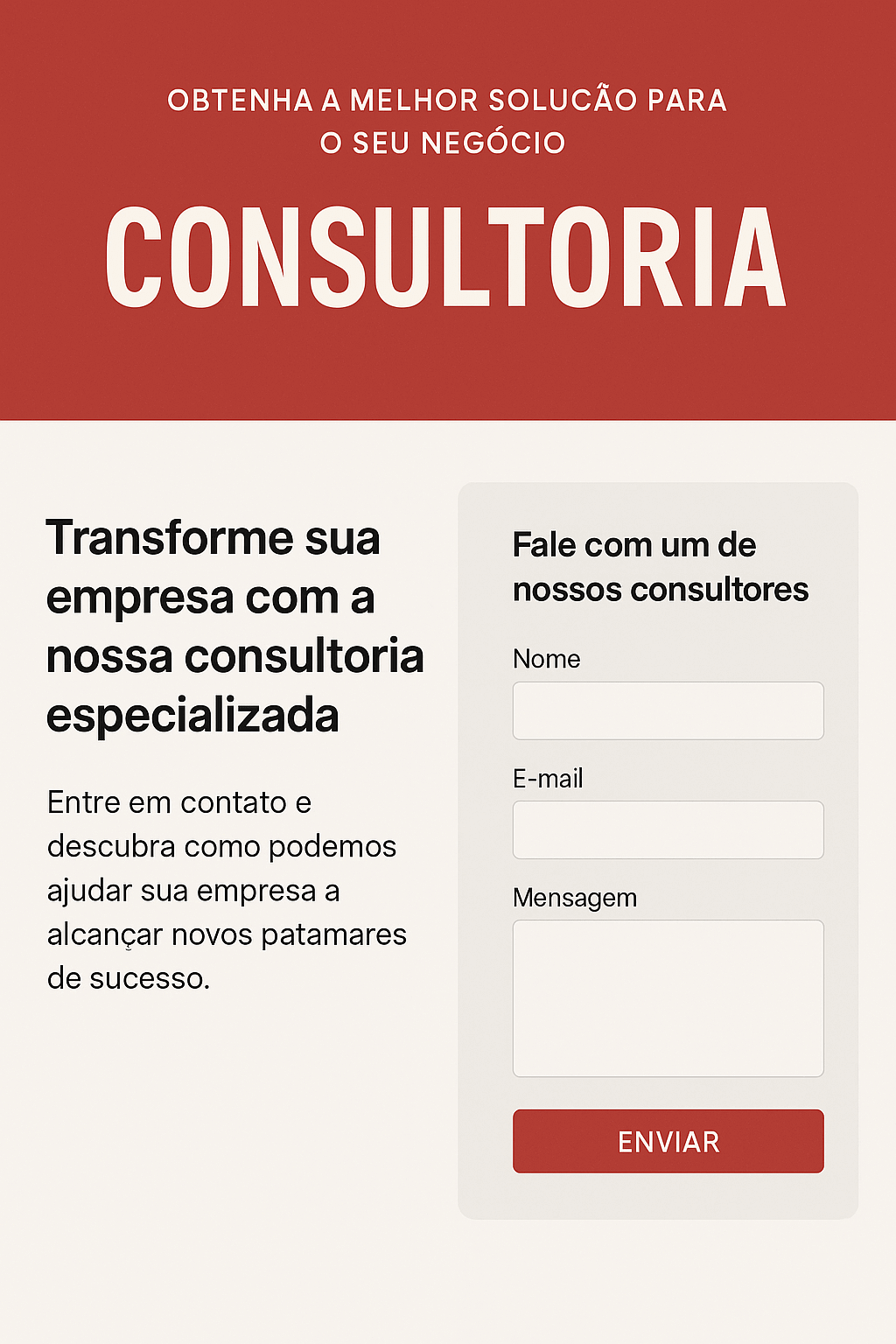 Exemplo de página de captura simples e eficiente para geração de leads.